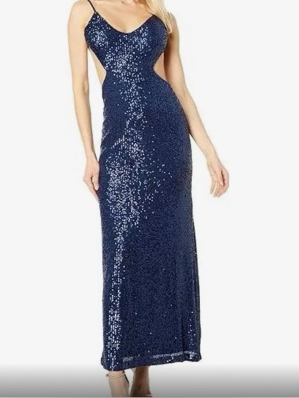 NWT Bardot Navy Knox Sequin Sleeveless Backless Cutout Dress Womens Size XL